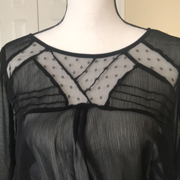 DOLLHOUSE 3/4 SLEEVE SHEER BLOUSE TOP - Picture 2 of 6